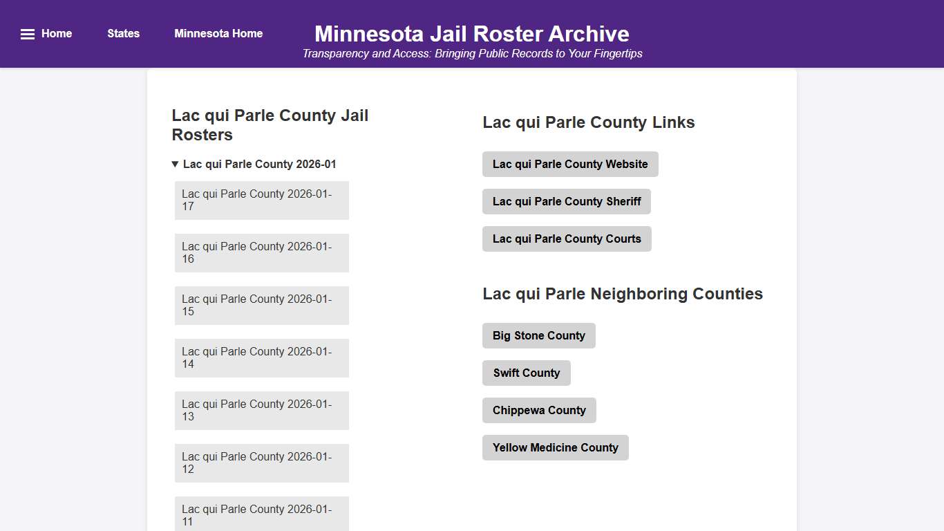 Lac qui Parle County - Minnesota Jail Rosters