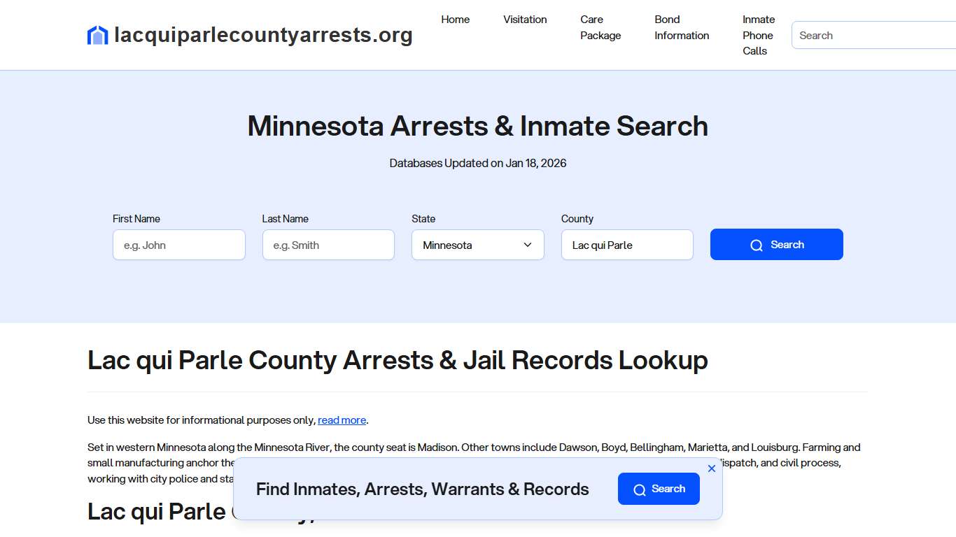 Lac qui Parle County, MN Arrests, Warrants, Police Records Search